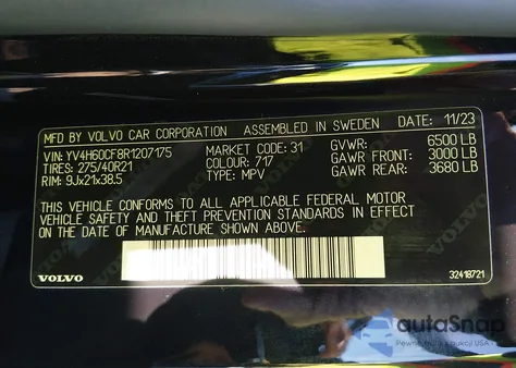 2024 Volvo Xc90 Ultimate from USA, damaged, VIN YV4H60CF8R1207175